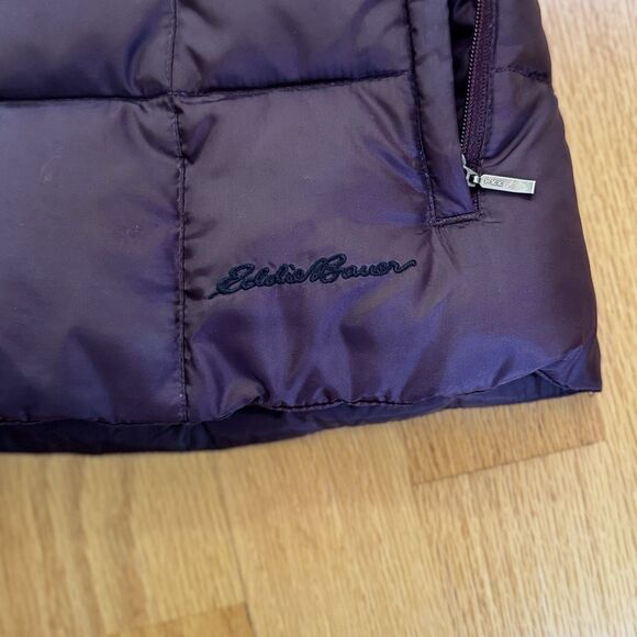 Eddie Bauer Women’s Premium Goose Down Puffer Vest Winter Cabin Cottage Brown M - Picture 14 of 16